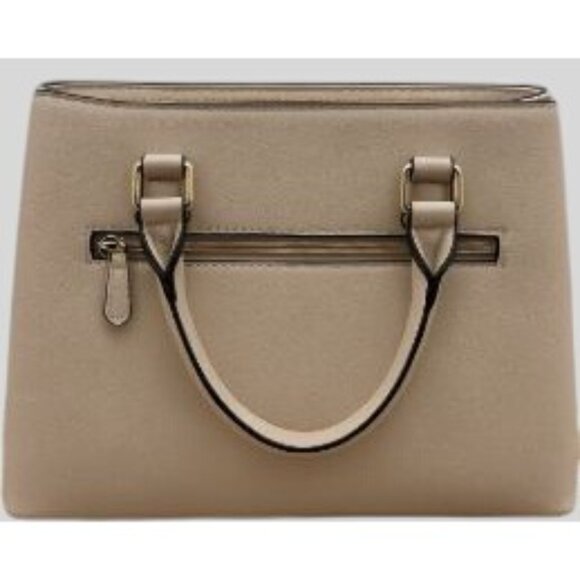 Rosani Cream Faux Leather Structured Satchel Tote Handbag Purse 10" x 13"  x 5 " - Picture 6 of 12